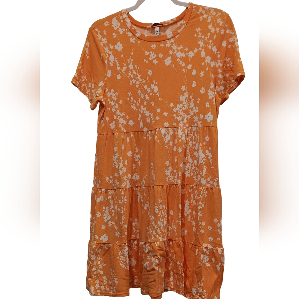 Womens Orange Tierd Dress- Size M